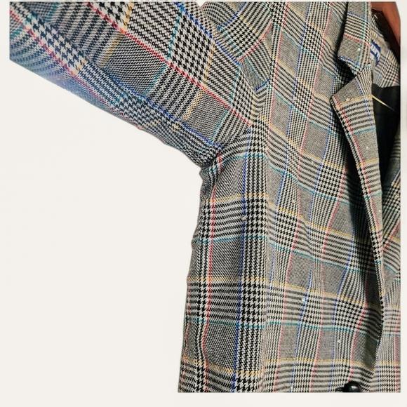 Vintage Azzurri Women's Blazer with Rhinestones & Plaid Pattern –‎ Size 14 - Picture 7 of 7